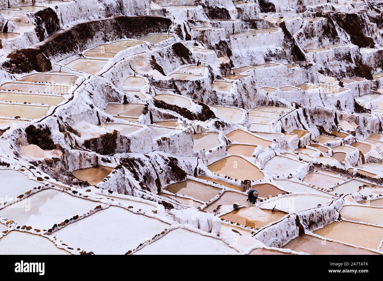 Maras, Salzbergwerk in Peru Stockfoto