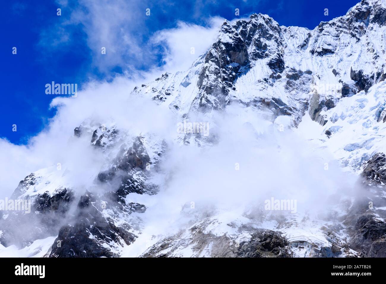 Salkantay trekking, einer der schönsten Wanderwege in Peru, es endet u in Machu Pichcu Stockfoto