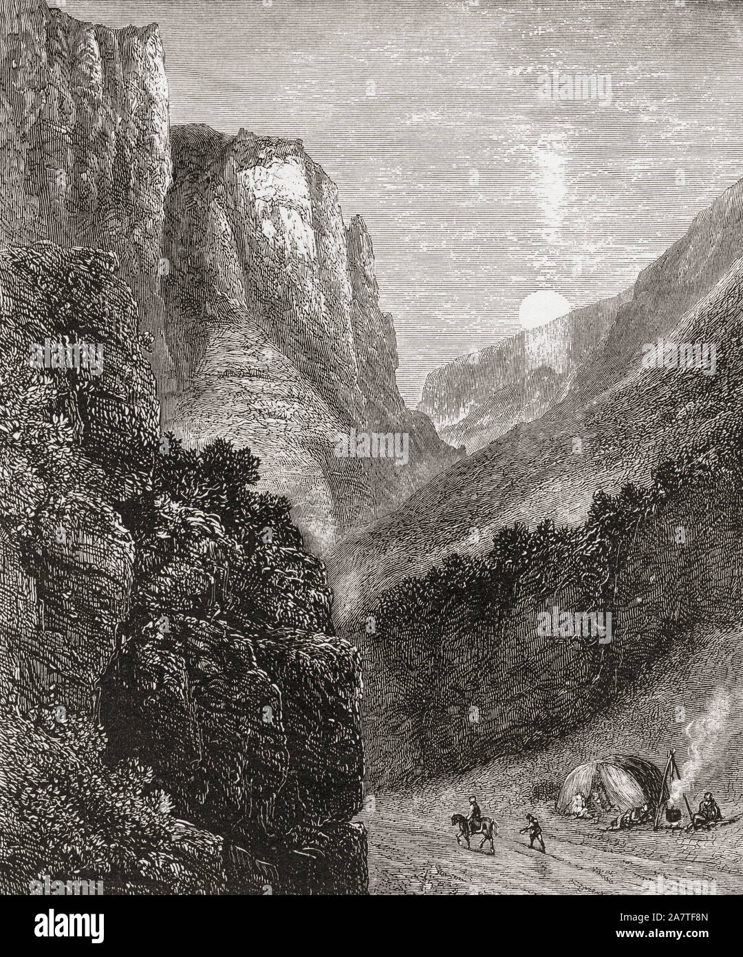 Cheddar Gorge, Mendip Hills, in der Nähe von Cheddar, Somerset, England, hier im 19. Jahrhundert. Aus dem Englischen Bilder, veröffentlicht 1890. Stockfoto