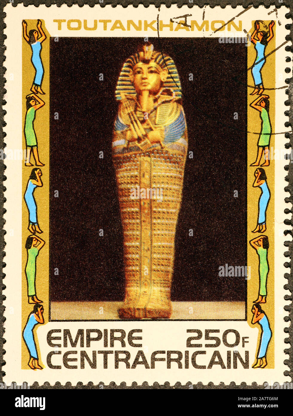 Sarkophag von Toutankhamon auf Briefmarke Stockfoto
