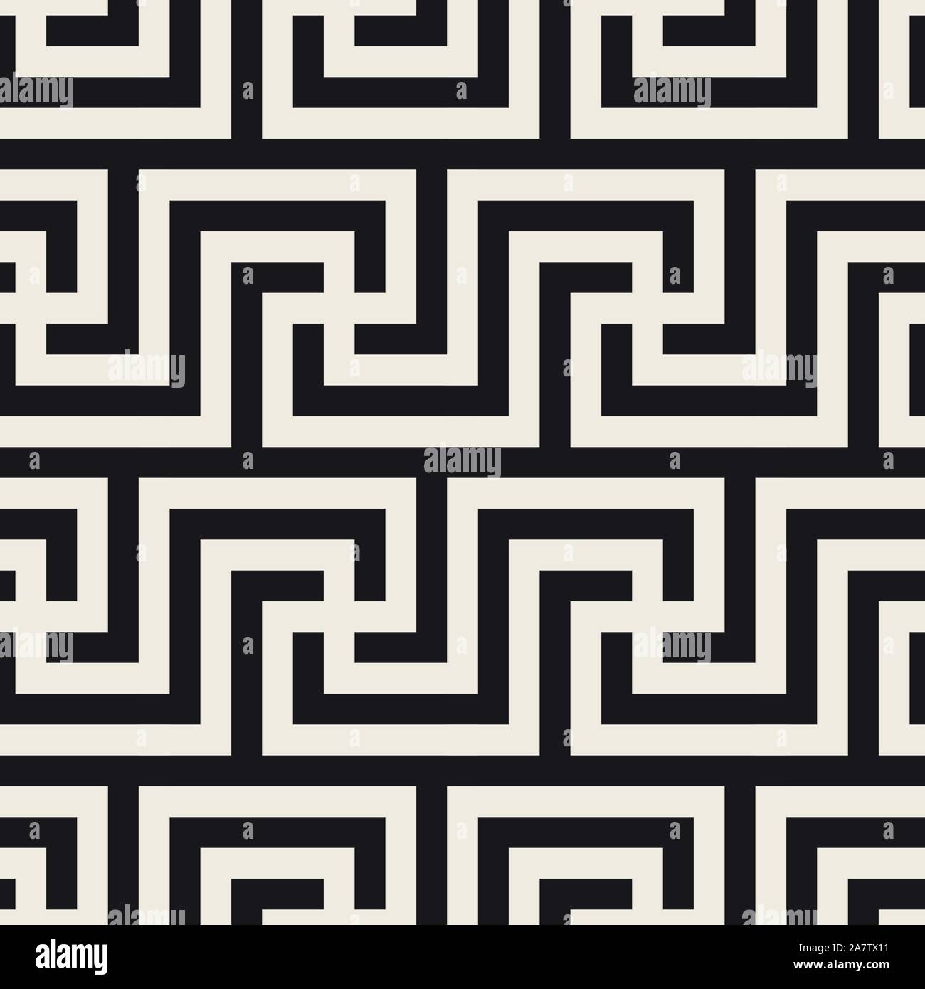 Vektor nahtlose Muster. Geometrische gestreifte Ornament. Monochrome Spirale Linien Gitter. Stock Vektor