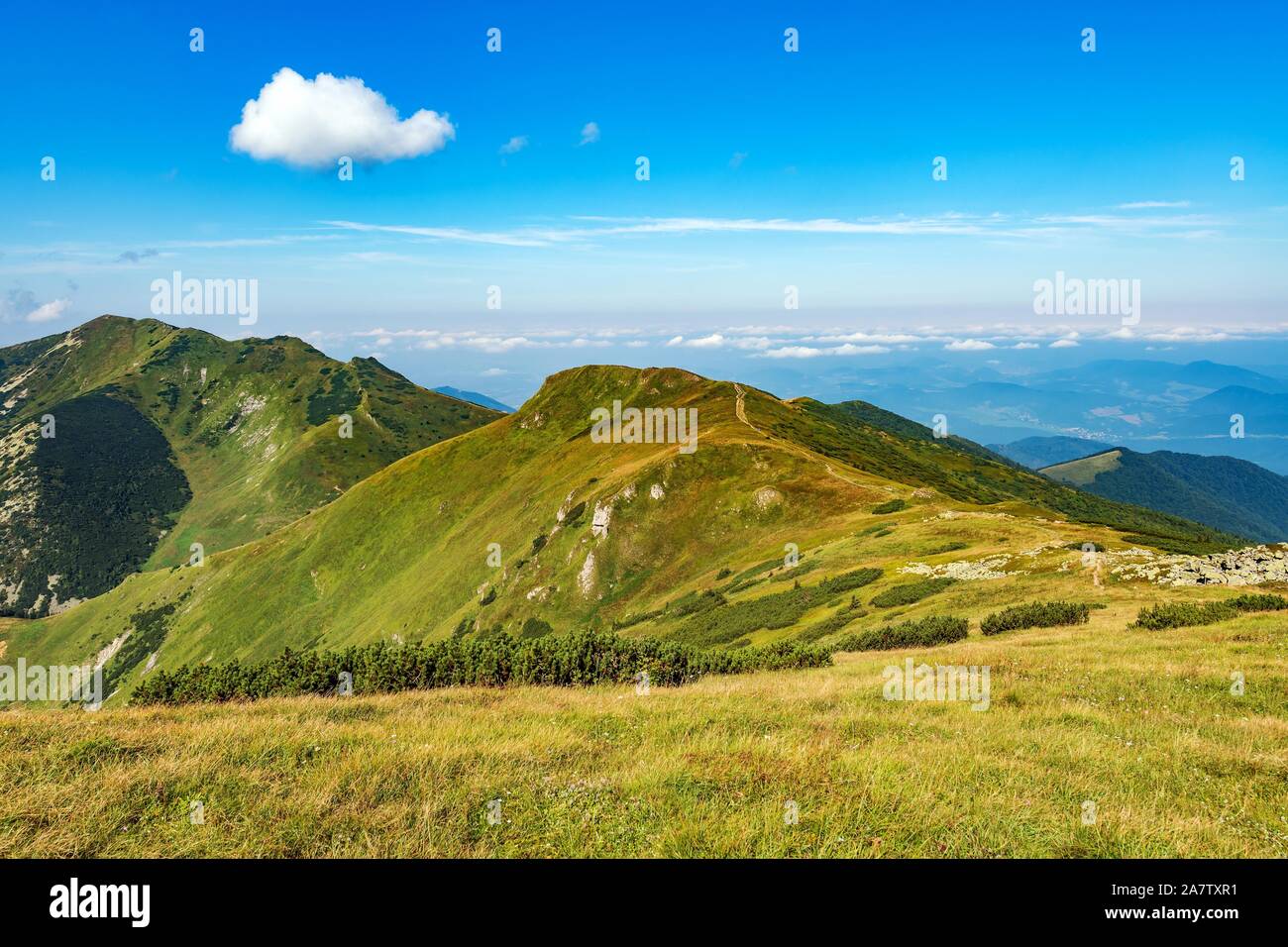 Mala Fatra ist eine Gebirgskette im Norden der Slowakei in der Region Zilina. Nach Hohe Tatra, Niedere Tatra und Beskiden Orava ist die vierte höchste mounta Stockfoto