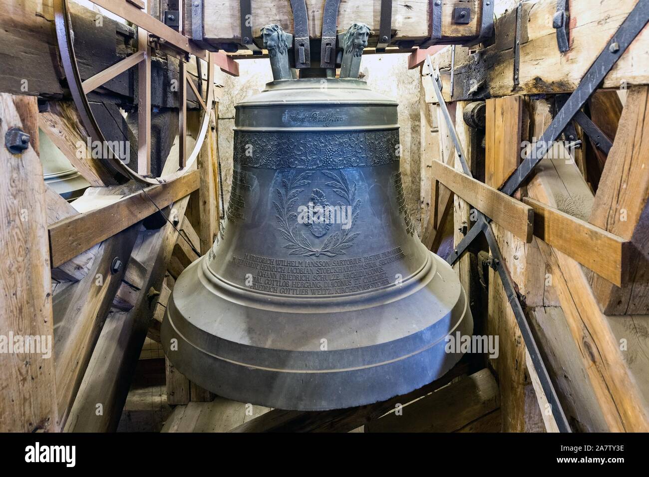 Die Glocke im Turm der Kathedrale St. Peter, Sachsen, Bautzen Stockfoto