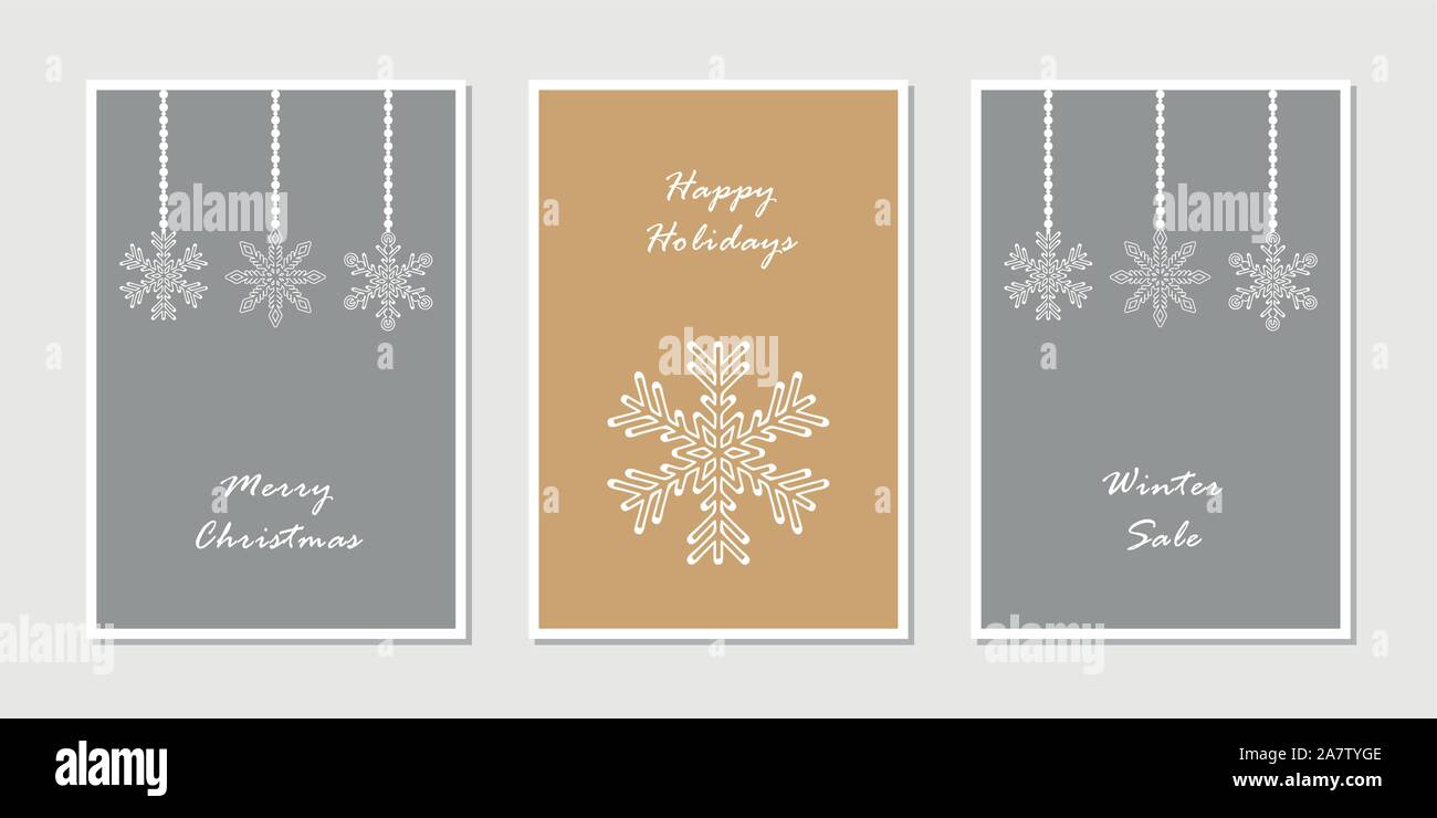 Satz von Weihnachten Grußkarten mit Schneeflocke Vektor-illustration EPS 10. Stock Vektor