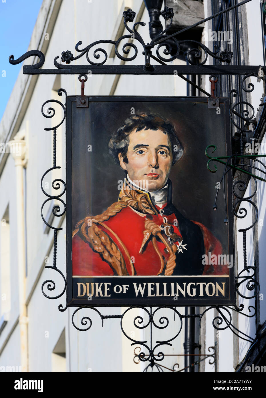 Hängende pub Zeichen für den Herzog von Wellington Public House, Bugle Straße, Southampton, Hampshire, England, Großbritannien Stockfoto