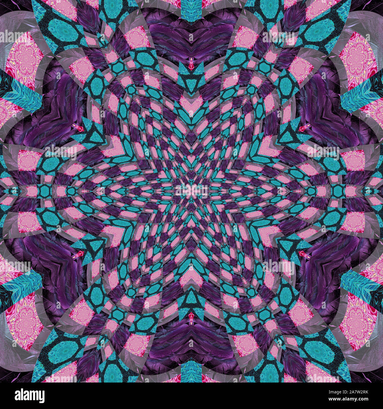 Star Burst Mandala mit Rosa, Schwarz und Lila tyrian Surround Förderung von Gesundheit, Wohlstand und Wohlbefinden. Stockfoto