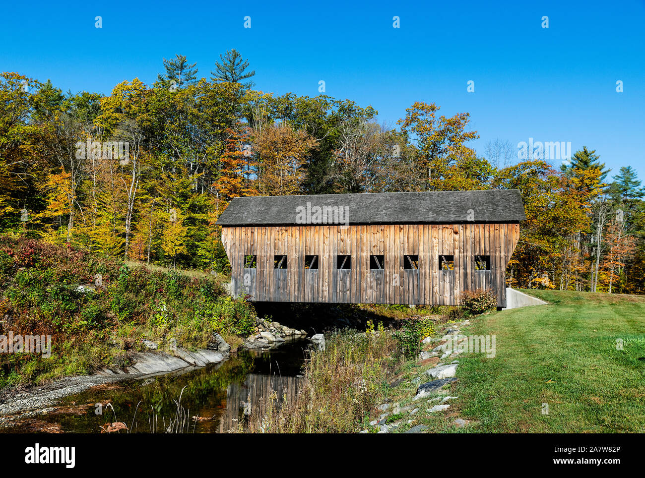 Rustikale Covered Bridge, Lesen, Vermont, USA. Stockfoto