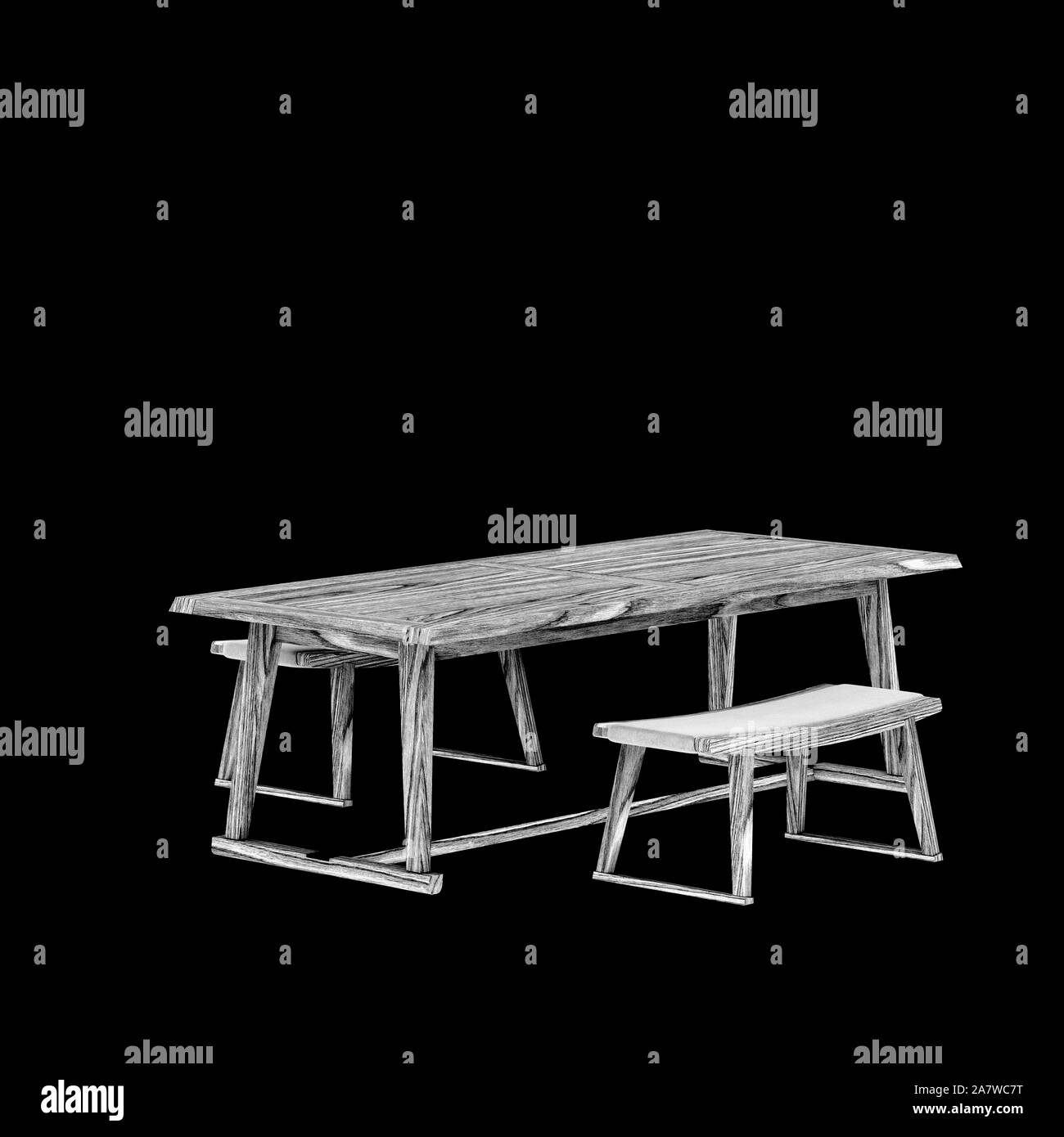 3D Rendering von Wohnmöbeln und Zubehör Stockfoto