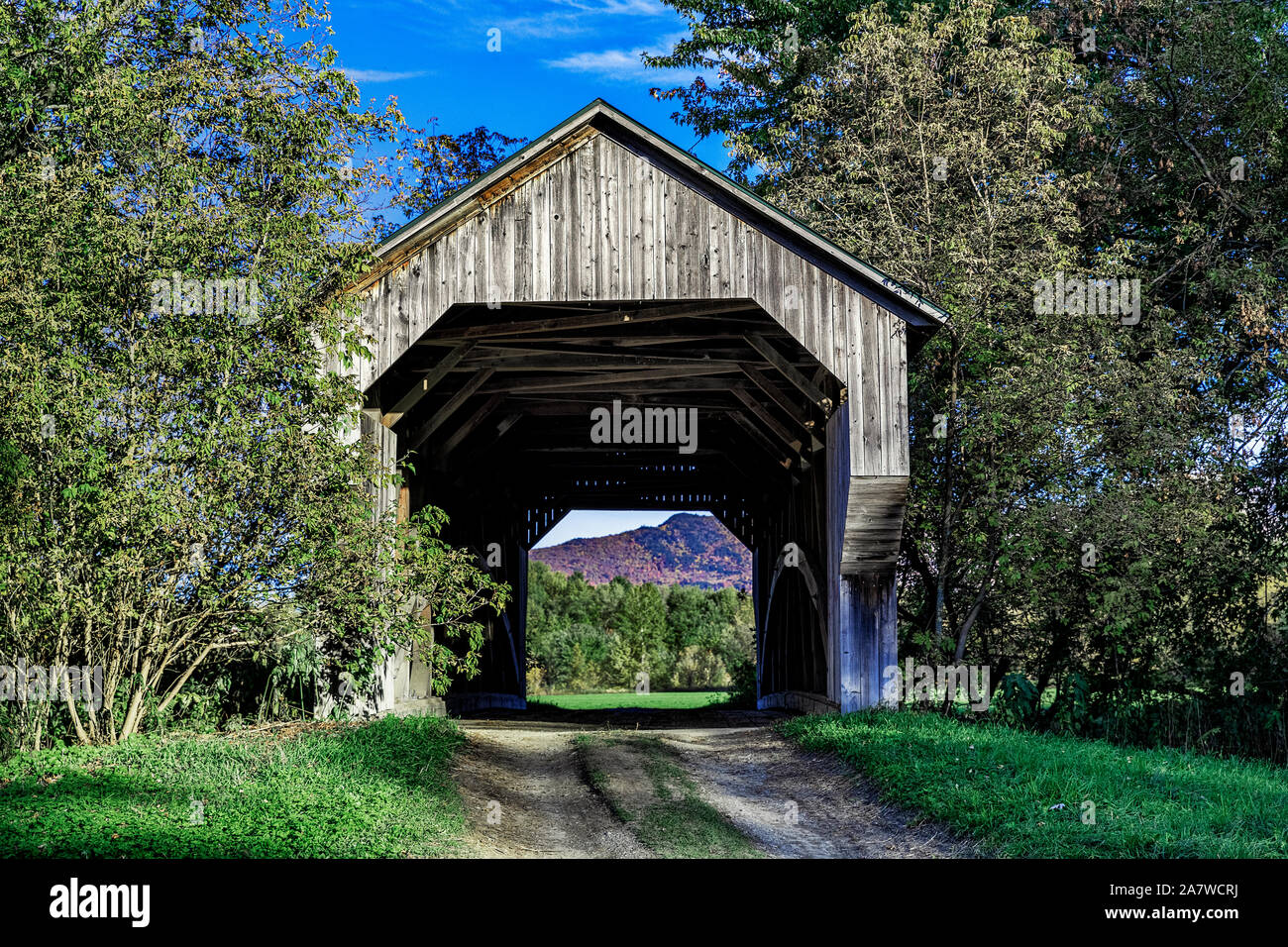 Gates Farm Covered Bridge, Cambridge, Vermont, USA. Stockfoto