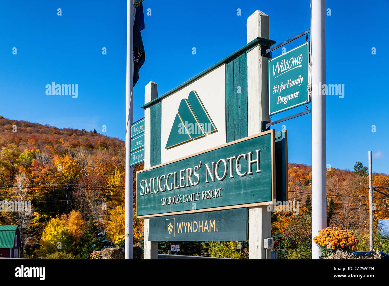 Smugglers' Notch Ski Resort, Jeffersonville, Vermont, USA. Stockfoto