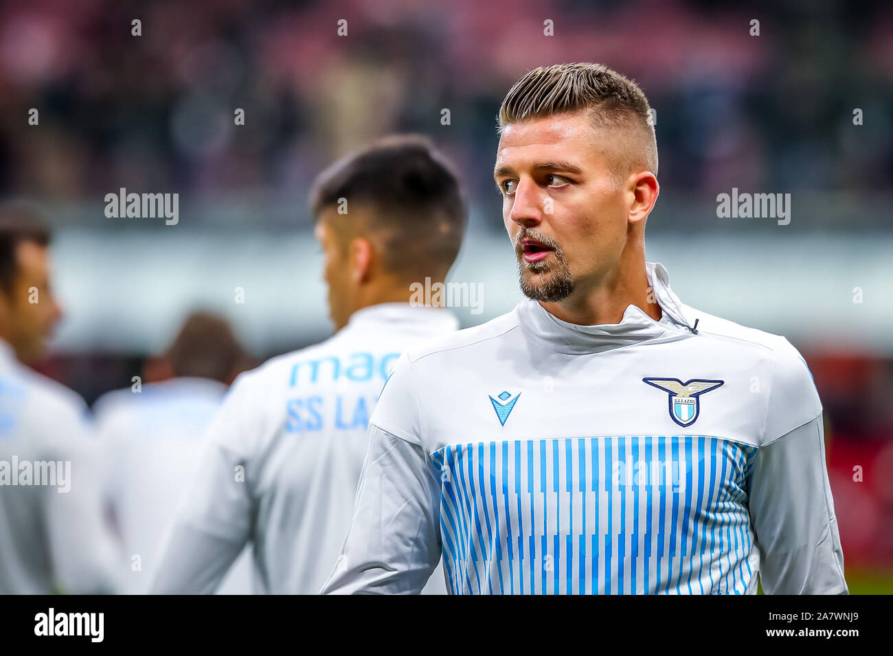 Sergej milinkovic - savic (SS Lazio) während der AC Mailand vs S.S. Lazio, Milano, Italien, 03. November 2019, Fußball Italienische Fußball Serie A Männer Meisterschaft Stockfoto