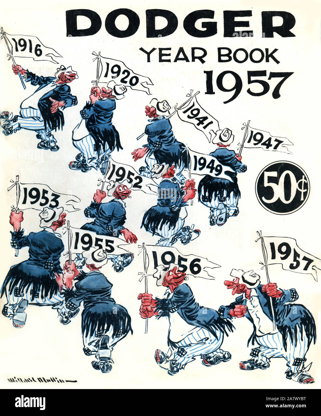 Vintage Brooklyn Schwindler jahr Buch souvenir Veröffentlichung von 1957, das war das letzte Jahr die Schwindler in Brooklyn spielte, bevor er nach Los Angeles für die Jahreszeit 1958. Stockfoto