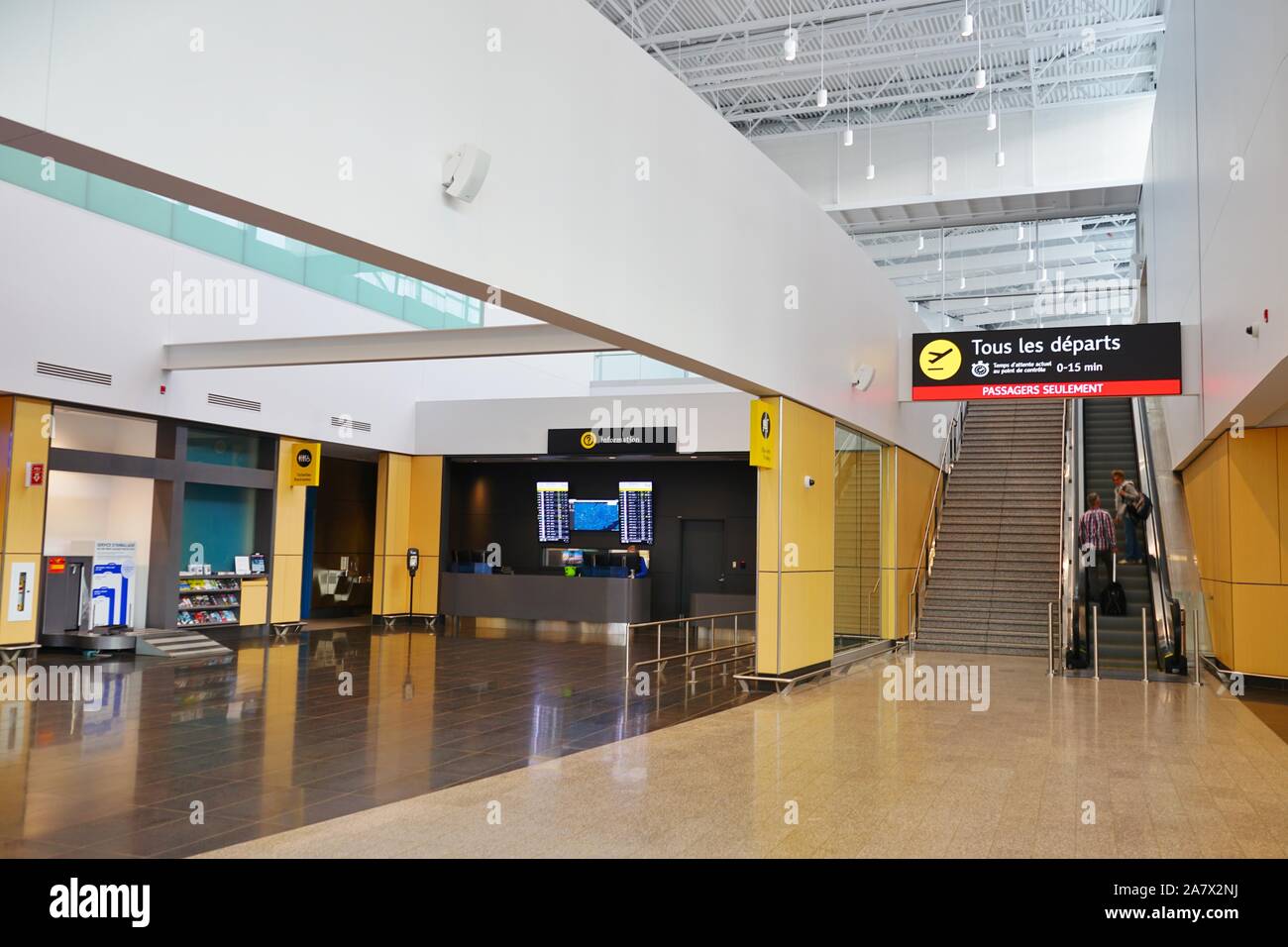 QUEBEC CITY, Kanada - 2 May 2019 - Blick auf den Internationalen Flughafen Jean Lesage (YQB) in Quebec City, Kanada. Stockfoto