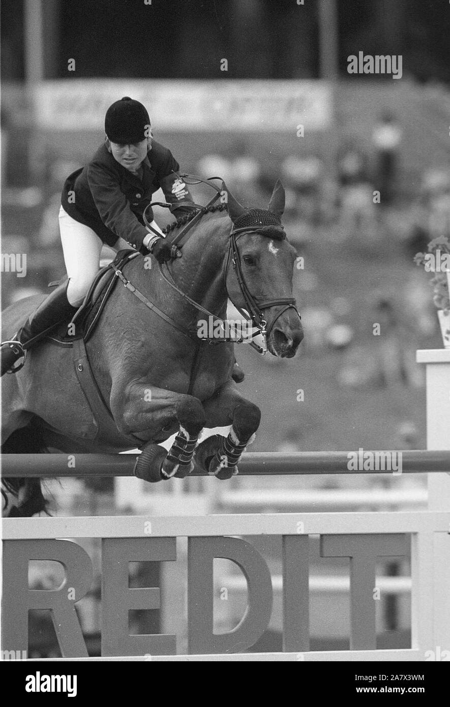 CSIO St. Gallen, Mai 1999 Alexandra Ledermann (FRA), ROCHET M Stockfoto