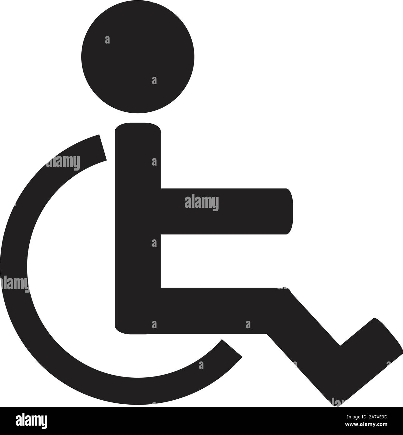 Symbol für deaktiviertes Zeichen.Ungültiges Symbol. Mensch auf Rollstuhl. Flacher Stil. Stock Vektor