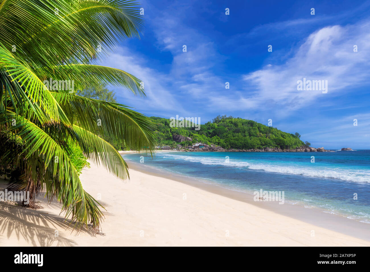 Sonnigen tropischen Strand Paradies Stockfoto