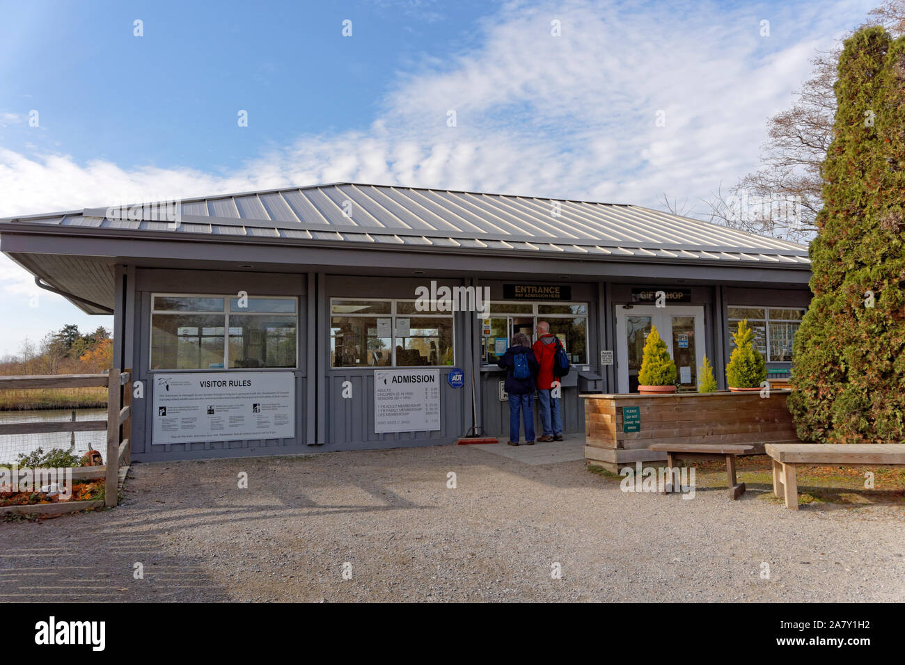 Geschenk Shop am Eingang am George C. Reifel wandernden Vogelschutzgebiet, Delta, BC, Kanada Stockfoto