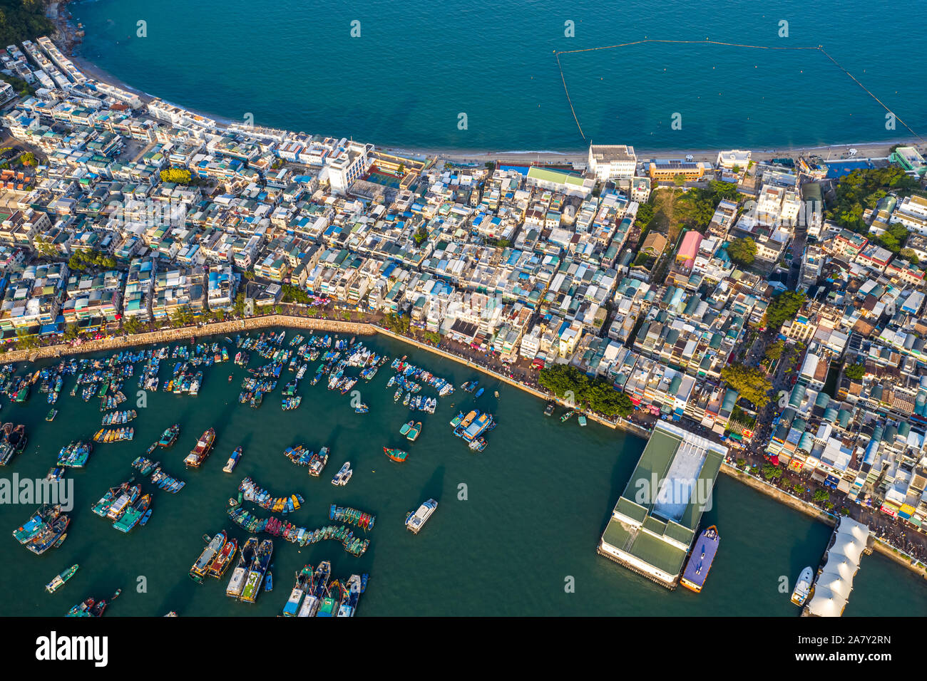 Luftaufnahme der Sonnenuntergang am Cheung Chau Hong Kong Stockfoto