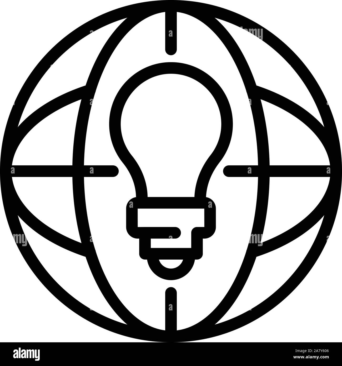 Globale Glühlampe Idee Symbol, outline Style Stock Vektor