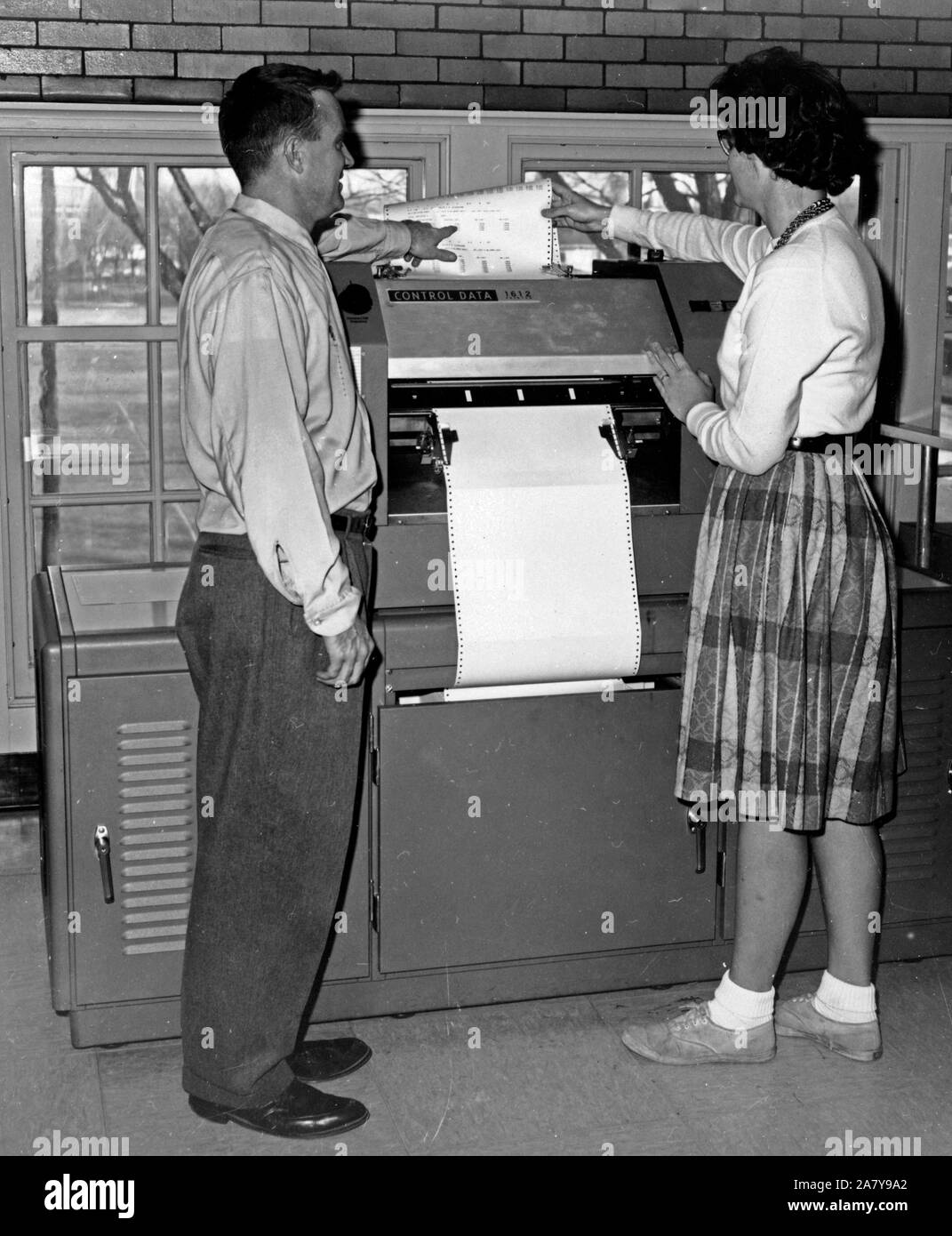 Alte Computer und Ausdruck 1963 Stockfoto