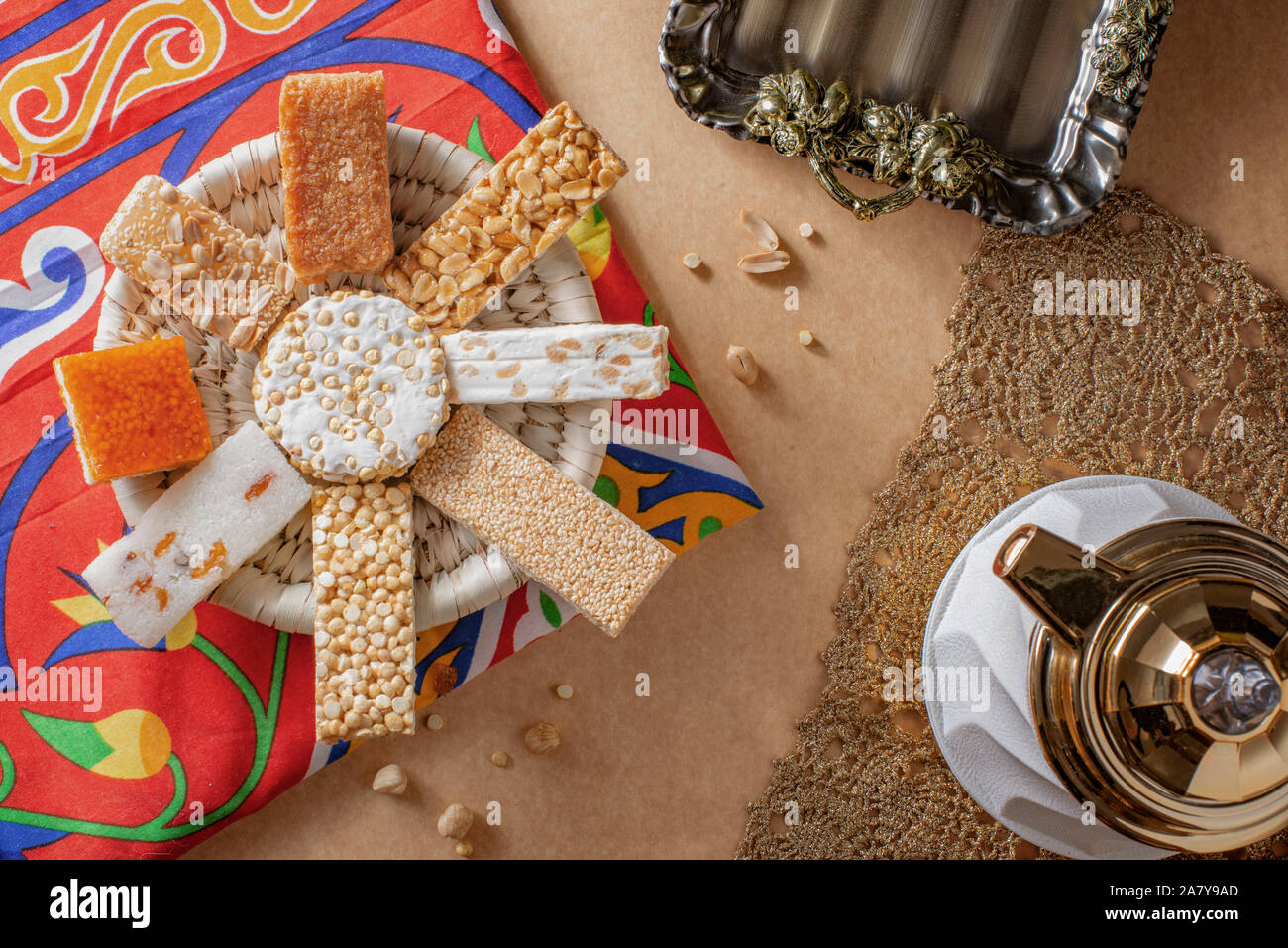 Ägyptische traditionelle Prophet Muhammad Geburtstagsfeier Süßigkeiten Stockfoto