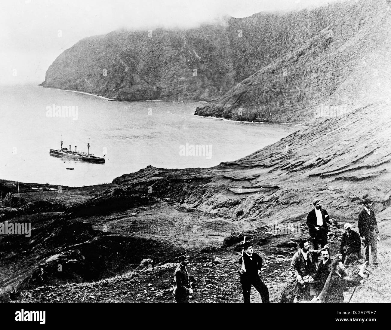 Chile - Robinson Crusoe Insel - einmal durch die Castaway belegt, Alexander Selkirk, und jetzt ist der Ort einer Strafkolonie und den Fanggründen von Lobstermen 1890-1922 Stockfoto