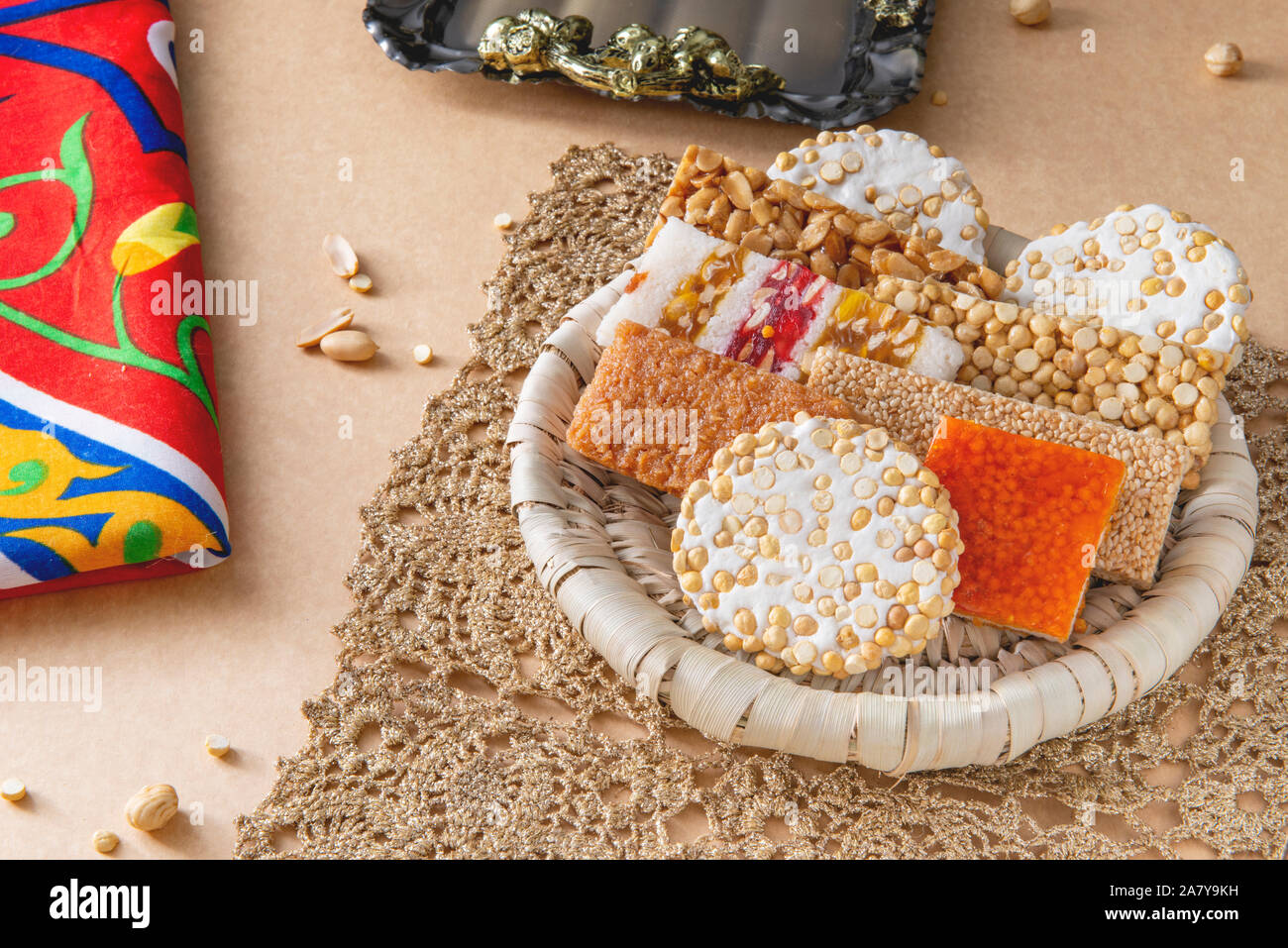 Ägyptische traditionelle Prophet Muhammad Geburtstagsfeier Desserts, die ägyptische Kultur Stockfoto