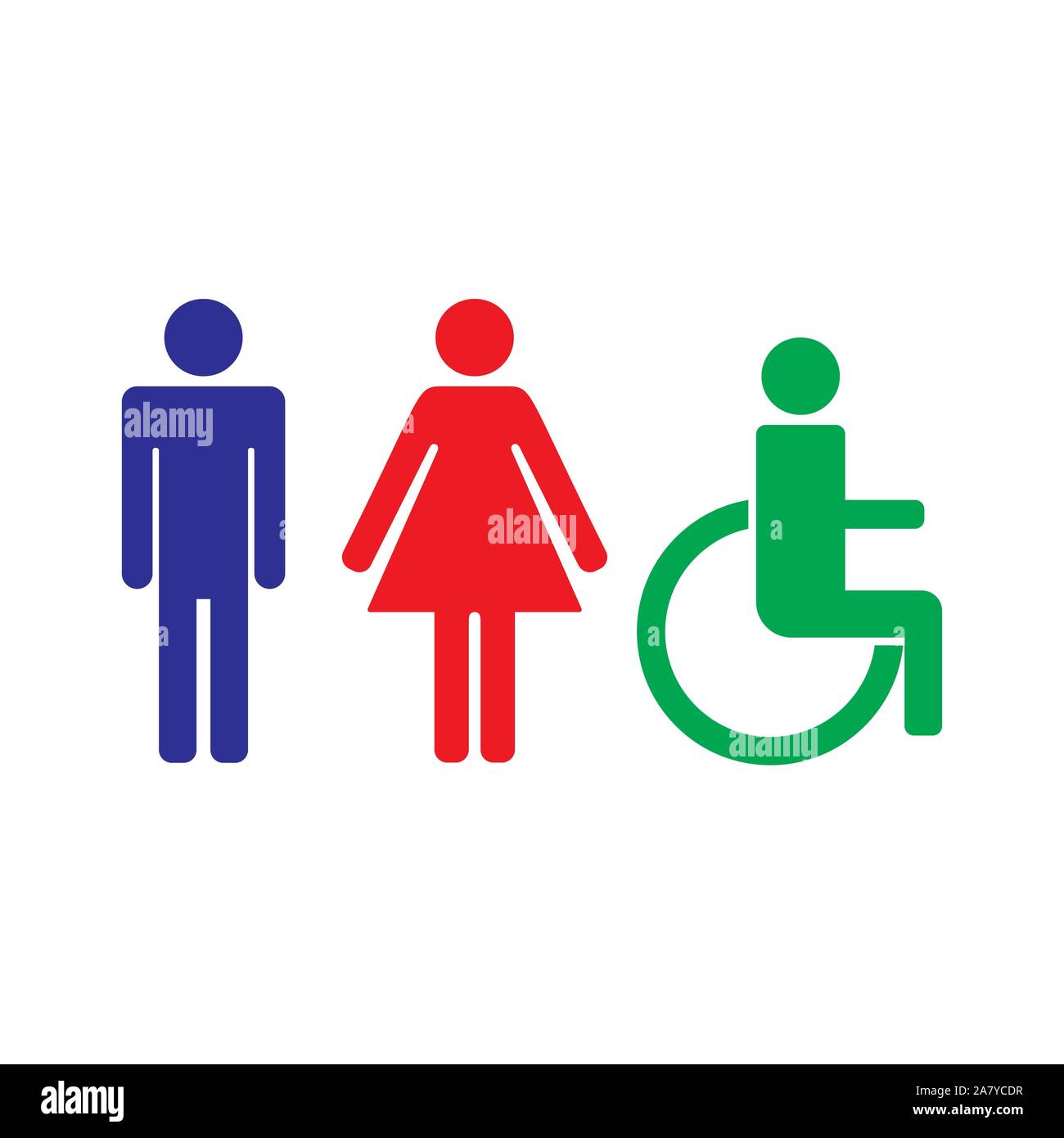 Mann, Frau und Behinderten-WC Schild, Vector Illustration Stock Vektor