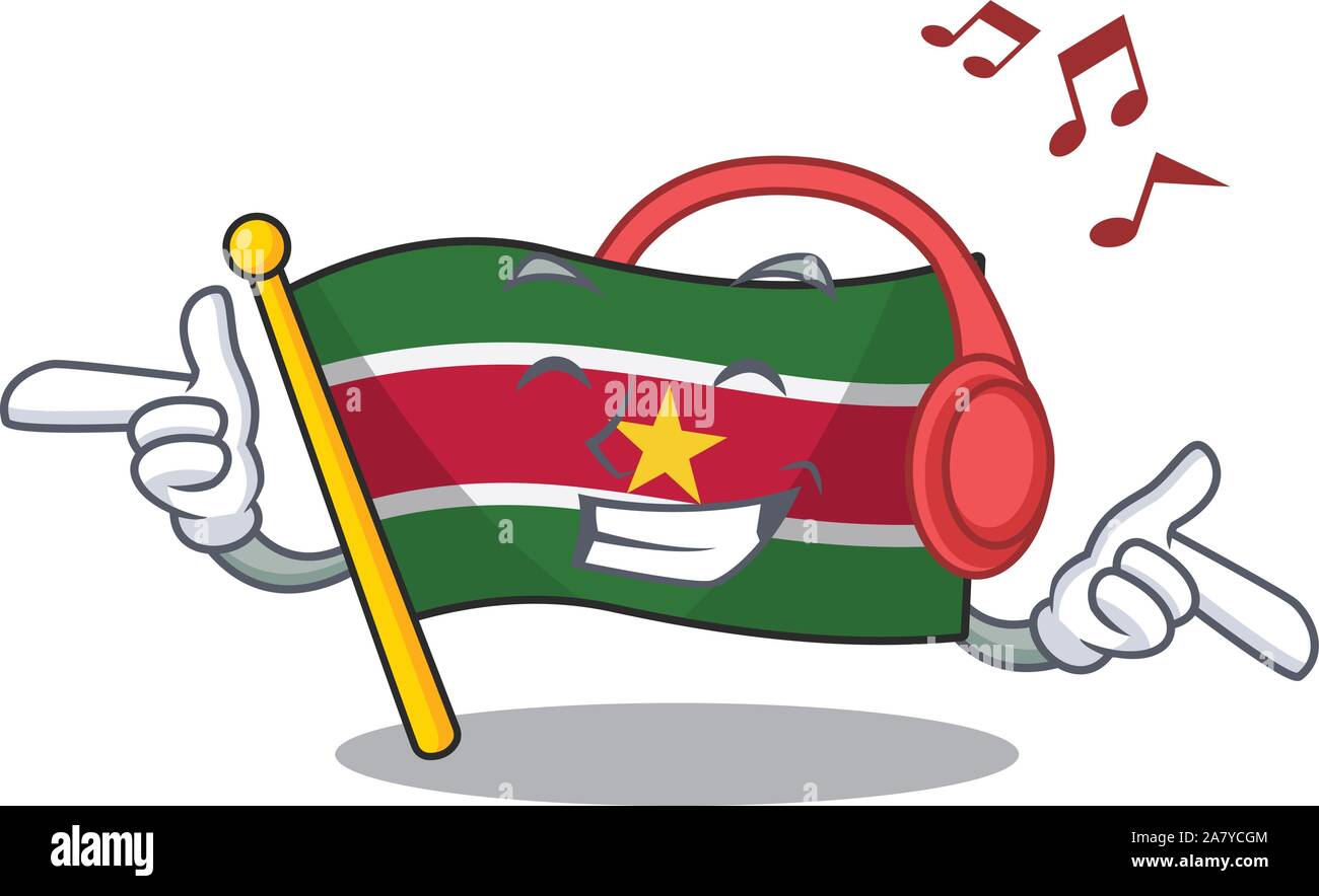 Musik Flagge Suriname in das Maskottchen isoliert Stock Vektor