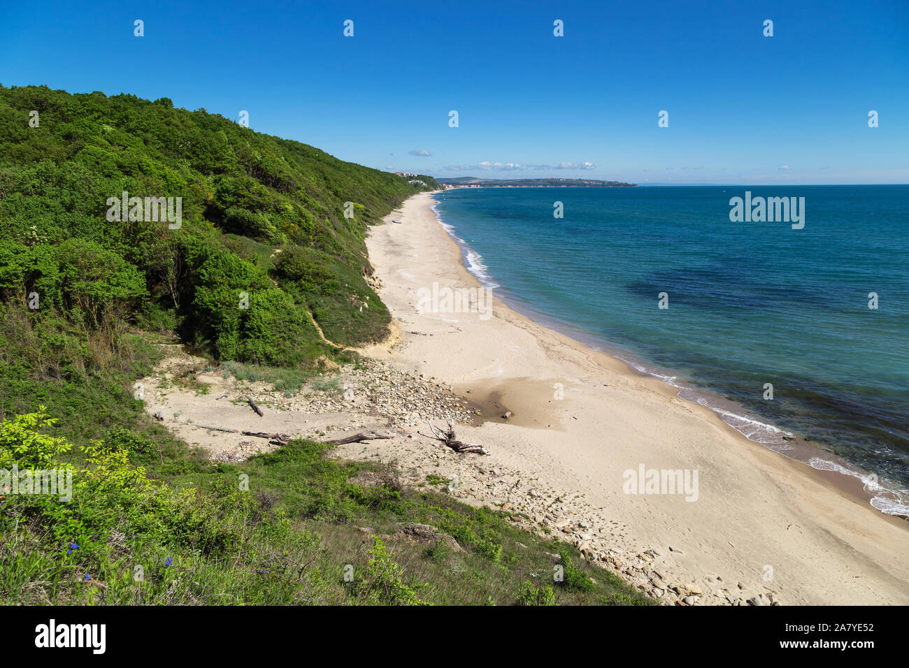 Der Strand von Sea Resort Obzor, Bulgarien Stockfoto