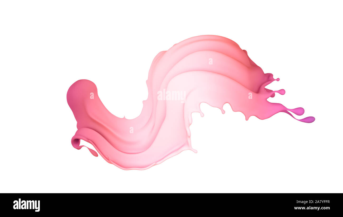 Schöne mehrfarbige Spritzen der Flüssigkeit. 3D-Illustration, 3D-Visualisierung. Stockfoto