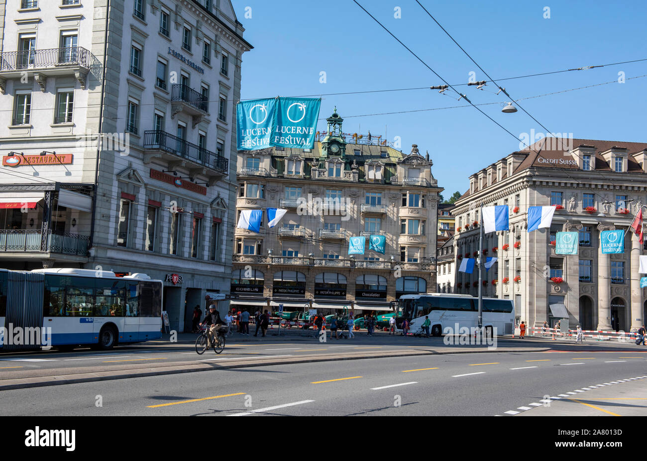 Einem sonnigen Sommertag in der Stadt Luzern in der Schweiz, in Europa Stockfoto Einem sonnigen Sommertag in der Stadt Luzern in der Schweiz, in Europa Stockfoto