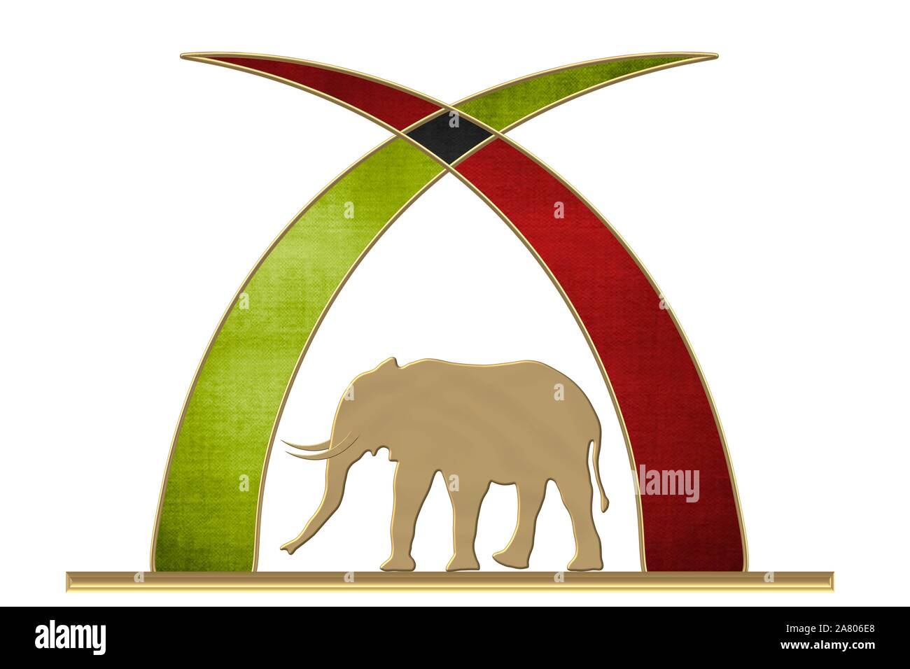 Elfenbein Stoßzähne mit den Farben von Kenia, Elfenbein Stoßzähne mit den Farben von Kenia Stockfoto