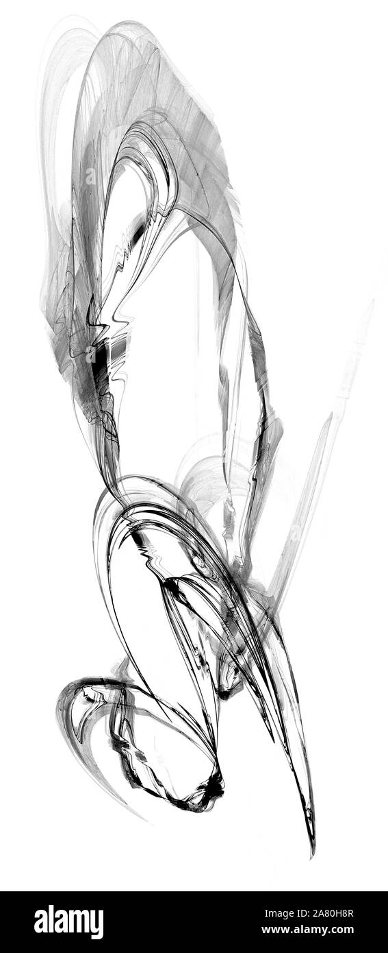 Splash arc Tinte abstrakte Abbildung, Vertikal, isoliert, über Weiß Stockfoto