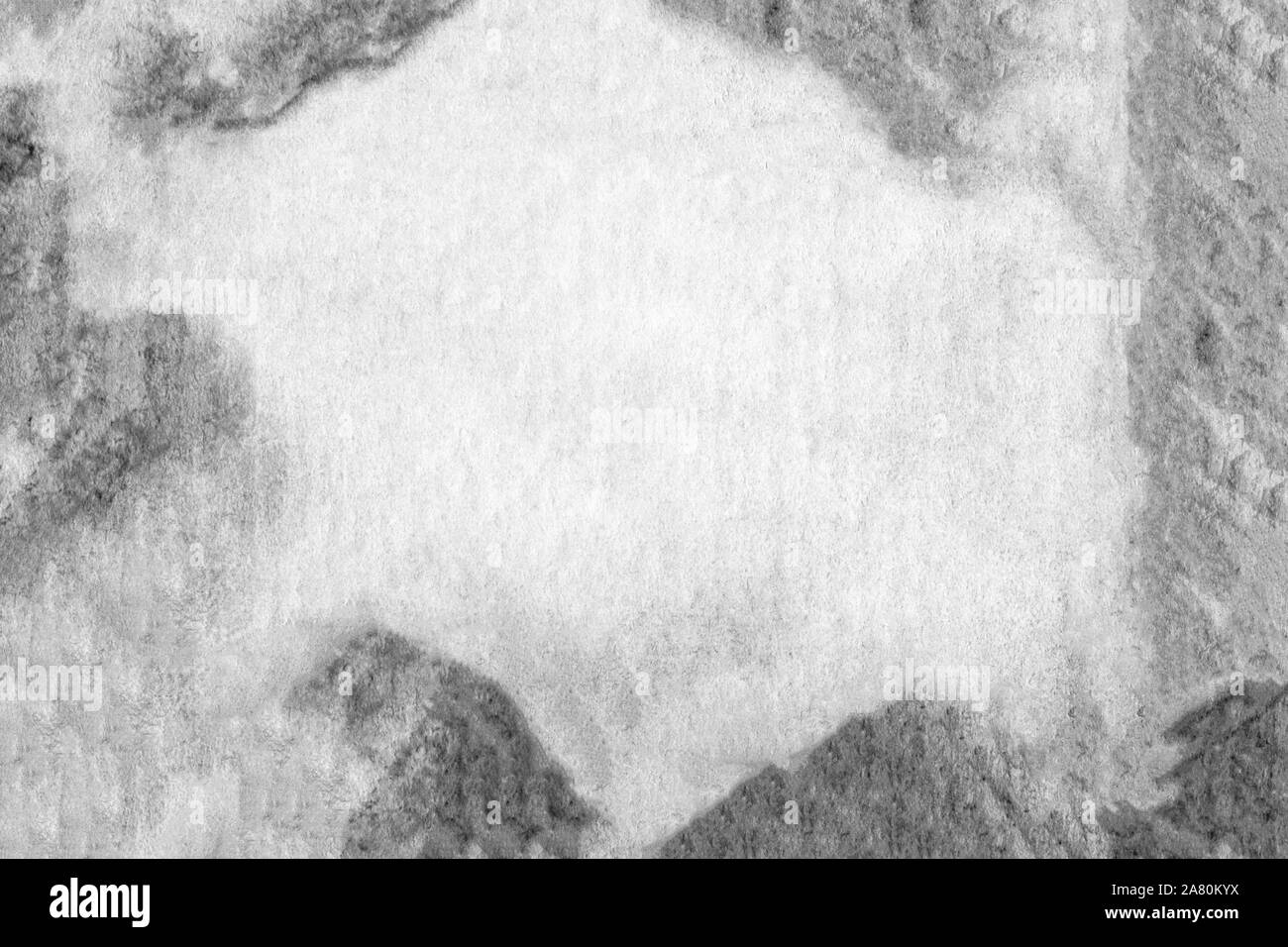 Handgemachtes Papier grau Aquarell Oberfläche. Kunst Grau Abbildung. Modernes Design Aquarell. Design Element. Abstrakte grau Tintenfleck strukturierten Hintergrund. Stockfoto