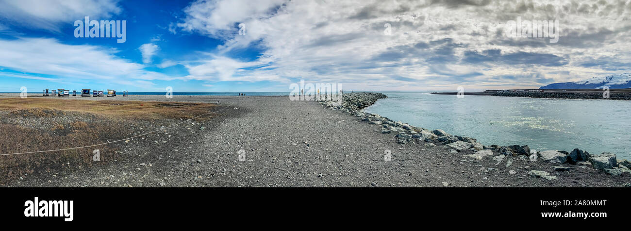 Outdoor Foto Ausstellung, Gletscherlagune Jokulsarlon, Vatnajökull National Park, Island, einem UNESCO-Weltkulturerbe. Alle Bilder von professionellen Eis Stockfoto