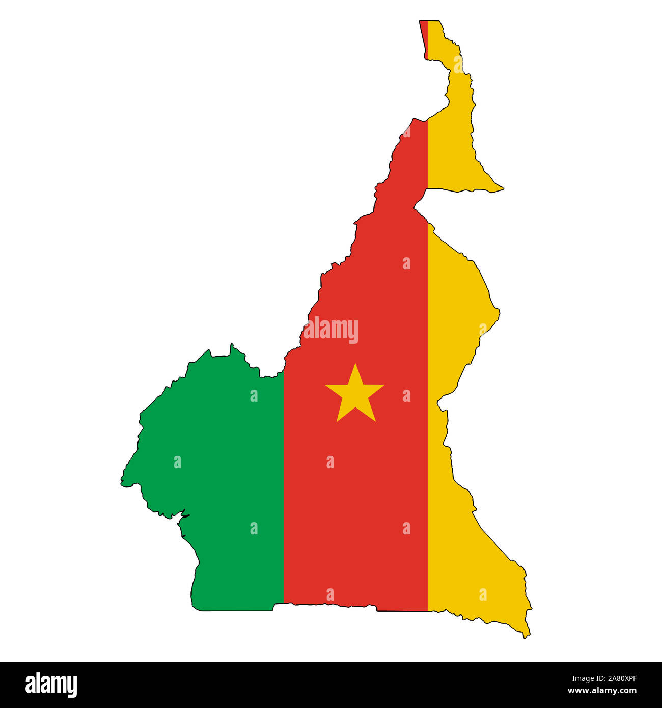 Ein Kamerun Karte auf weißem Hintergrund mit Freistellungspfad Stockfoto