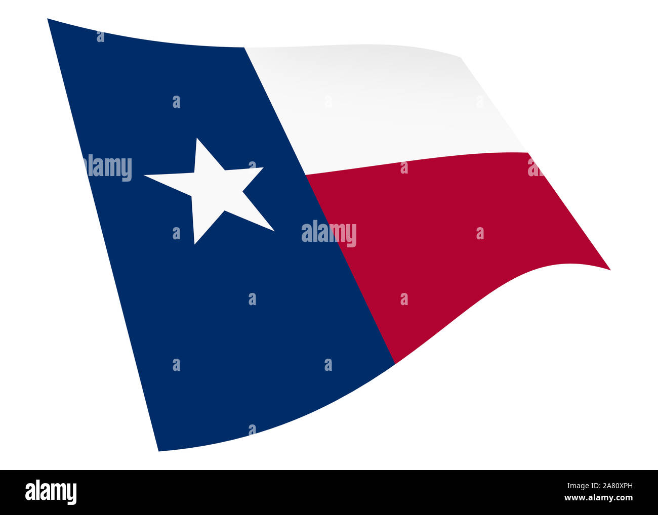 Ein Texas wehende Flagge Grafik auf weißem mit Freistellungspfad isoliert Stockfoto