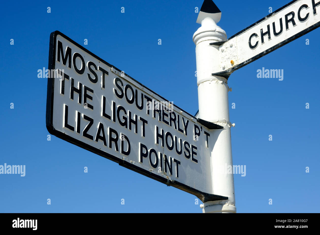 Wegweiser Lizard Halbinsel Helston Cornwall England Stockfoto