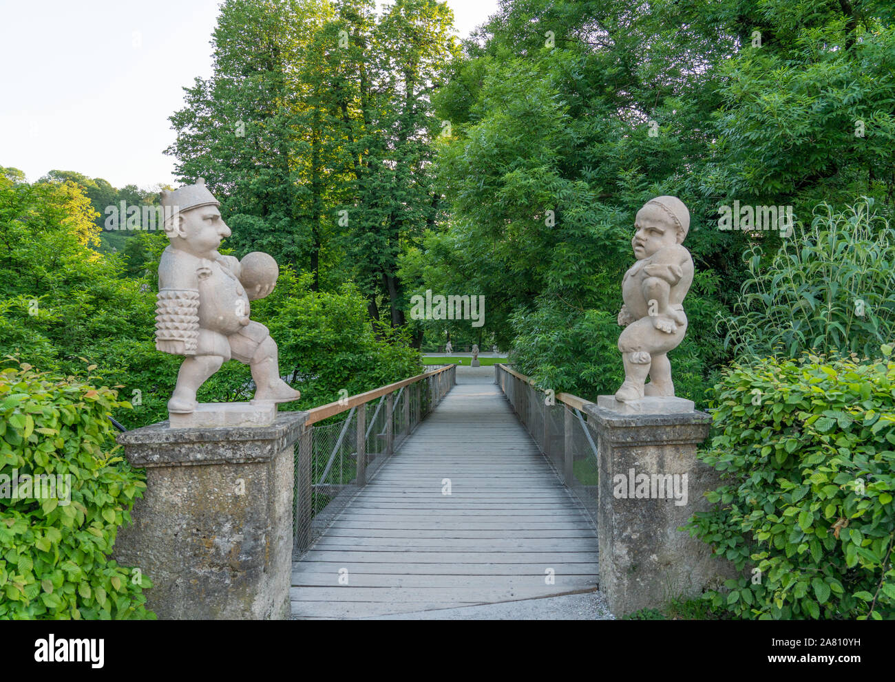 Eintrag zu der Zwerg Garten in Salzburg, Österreich. In der Nähe der Mirabellgärten. Am Nachmittag. Stockfoto