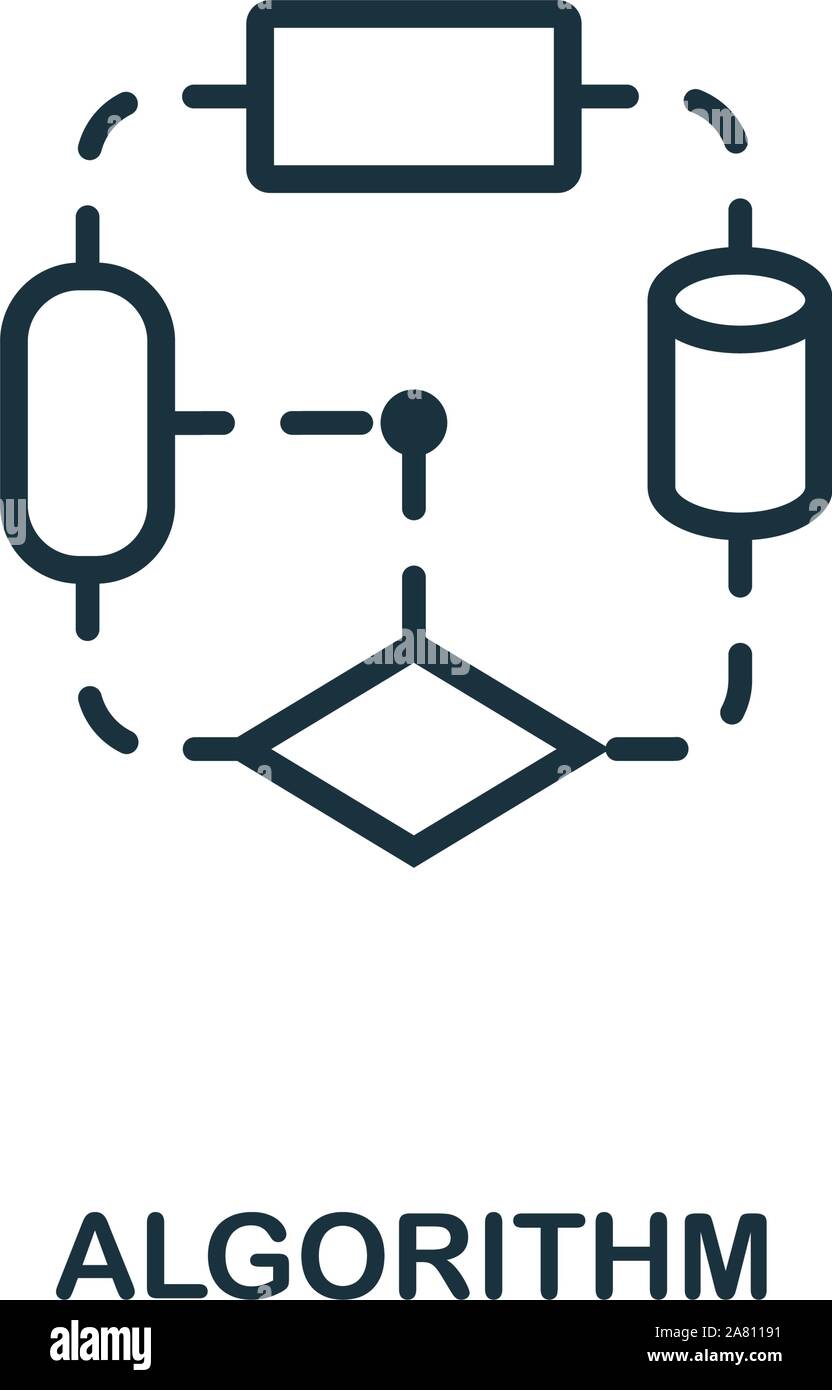 Algorithmus Symbol Umrisse Stil. Dünne Linie kreative Algorithmus Symbol für Logo, Grafik Design und mehr Stock Vektor