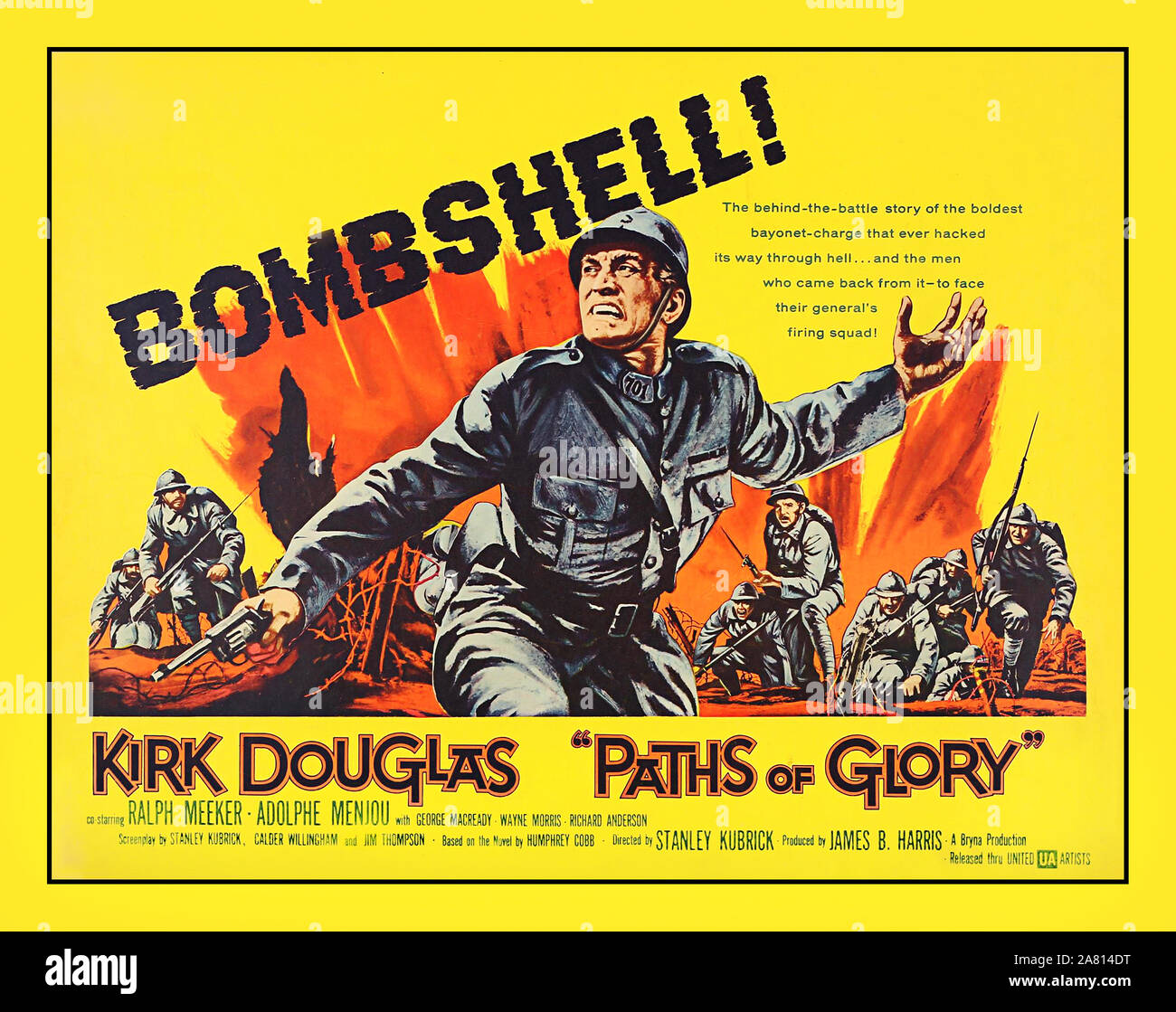 USA American Vintage Film Poster für die Stanley Kubrick Anti-kriegs-Film "Wege der Herrlichkeit" (1957) mit Kirk Douglas Pfade der Herrlichkeit ist ein 1957 amerikanischen Anti-kriegs-Film von Stanley Kubrick gerichtet, mit Kirk Douglas, Ralph Meeker Adolphe Menjou George Macready Wayne Morris Richard Anderson Stockfoto