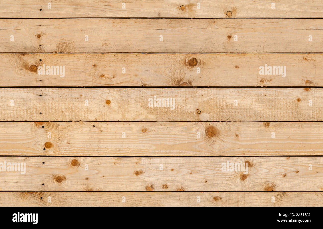 Ungefärbtes raue Holzwand aus Kiefernholz Boards, nahtlose Hintergrund Foto Textur Stockfoto