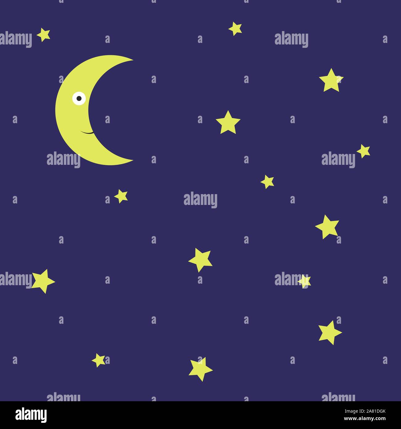 Nacht mit Sternen, Illustration, Vektor auf weißem Hintergrund. Stock Vektor