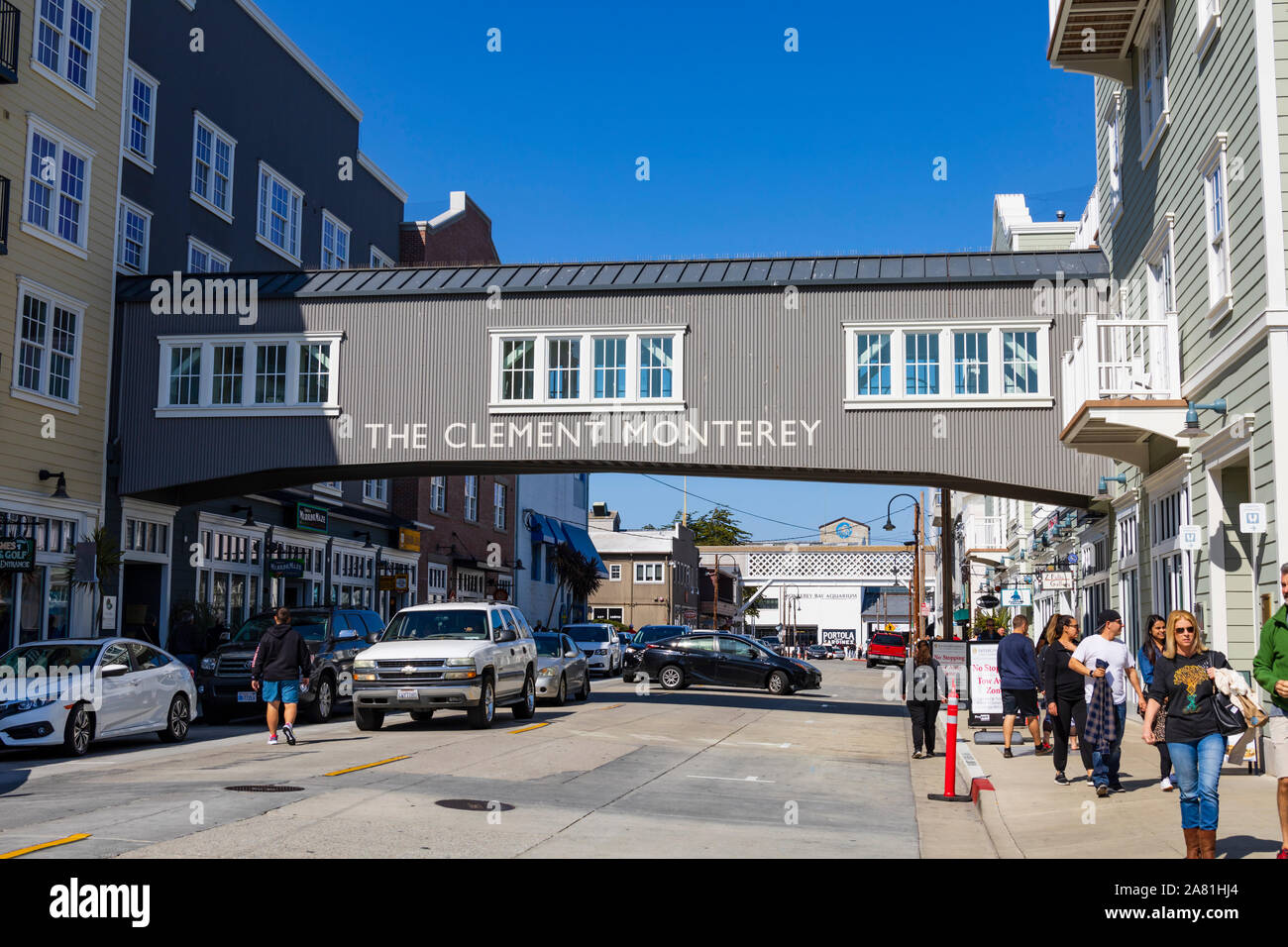 Das Clement Monterey Foot Bridge, Kalifornien, Vereinigte Staaten von Amerika. Stockfoto