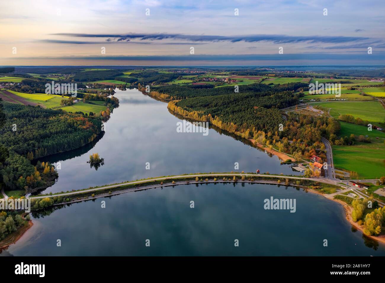 Behälter Großer Brombachsee, Kleiner Brombachsee und Igelsbachsee zurück, Fränkisches Seenland, Mittelfranken, Franken Stockfoto