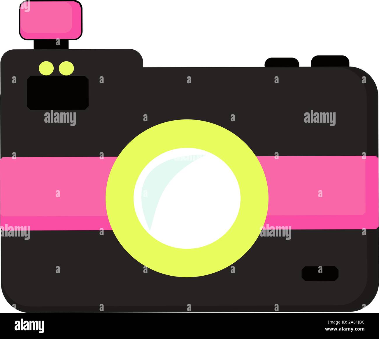 Schwarz Kamera, Illustration, Vektor auf weißem Hintergrund. Stock Vektor
