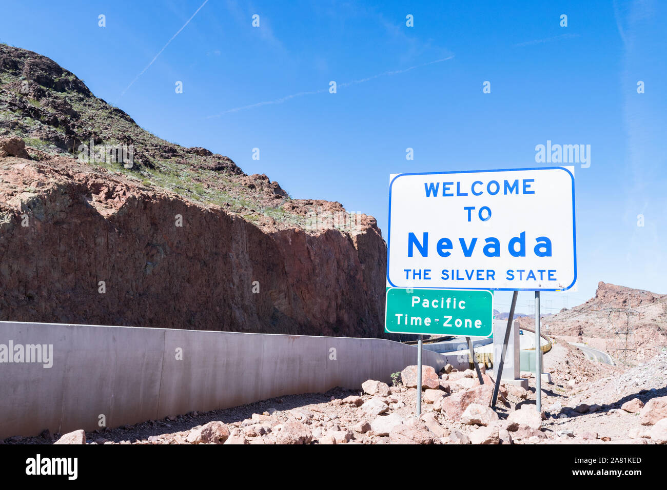 Nach Nevada Schild - der Silver state-USA Willkommen Stockfoto