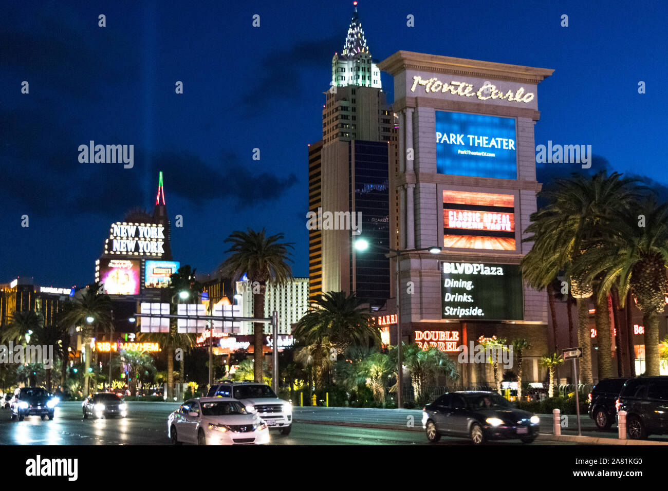 LAS VEGAS, USA - 5. MÄRZ 2017: Monte Carlo Hotel & Casino in Las Vegas. Die palastartigen Stil erinnert wurde der Belle Epoque, das Haus wurde im Jahre 1996 eröffnet. Stockfoto