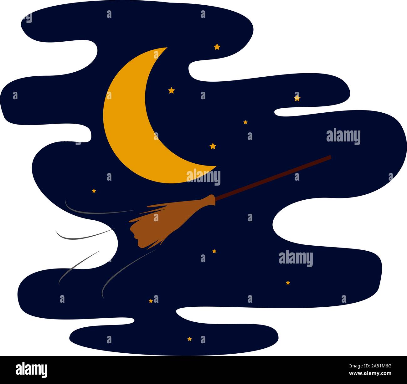 Fliegende Besen, Illustration, Vektor auf weißem Hintergrund. Stock Vektor